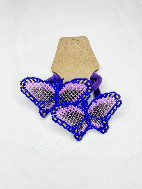 Buy 17681-purpleindigo Beaded Butterfly Hair Tie Set