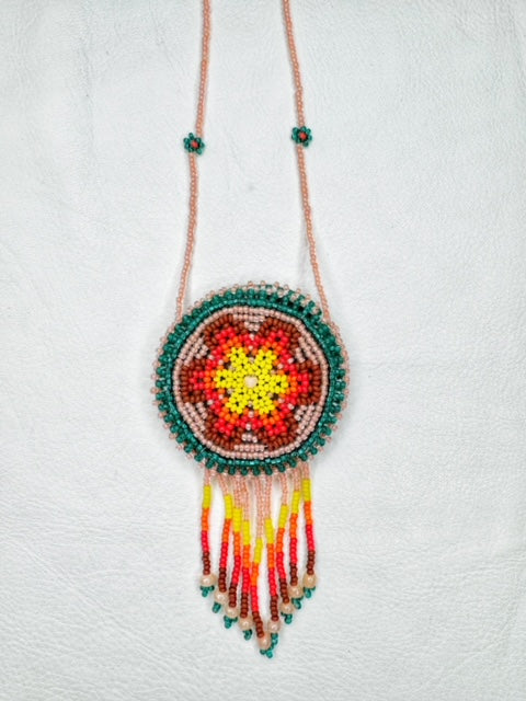 Buy 17713-green Round Beaded Pouch Necklace