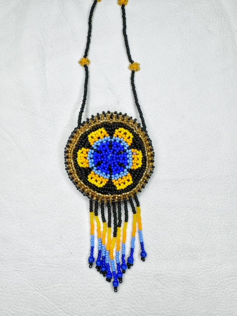 Buy 17714-yellow Round Beaded Pouch Necklace