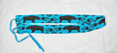 Buy 17688-cyan-black-bears Beaded Hat Bands Assorted Colors