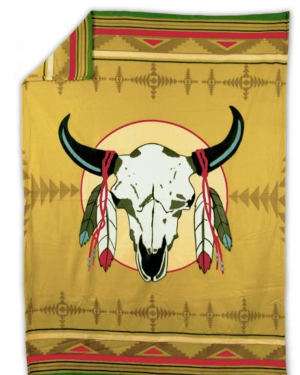 Fleece Blanket Buffalo Skull - 1
