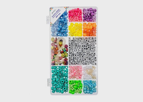 Bead Box - Plastic Assorted w/5m Elastic Cord Ap. 600pcs