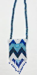 Square Beaded Pouch Necklace 30cm - 1