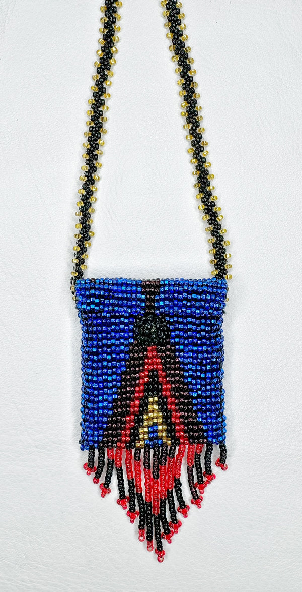 Square Beaded Pouch Necklace 30cm - 2
