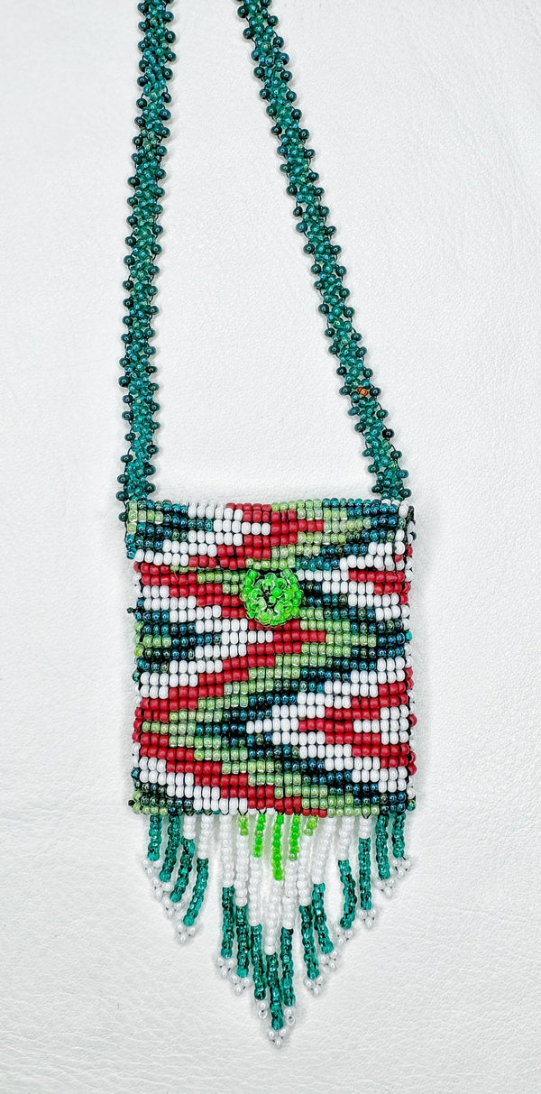 Square Beaded Pouch Necklace 30cm - 4