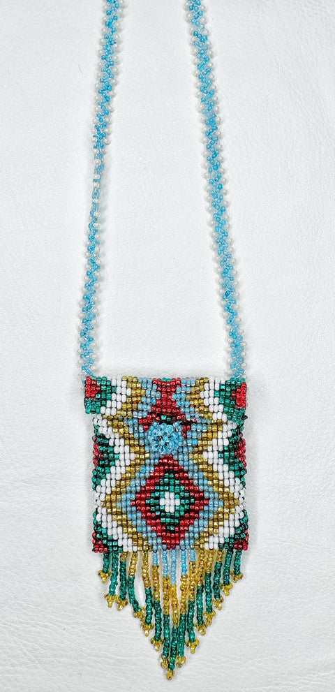 Buy 17761-rgb Square Beaded Pouch Necklace 30cm