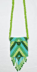 Square Beaded Pouch Necklace 30cm - 15