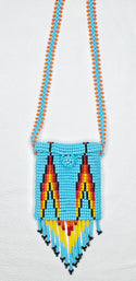 Square Beaded Pouch Necklace 30cm - 16