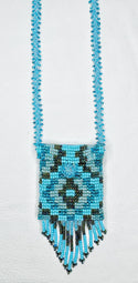 Square Beaded Pouch Necklace 30cm - 17