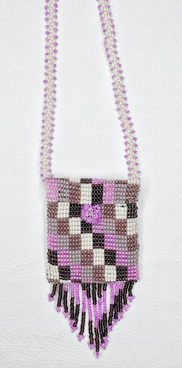 Square Beaded Pouch Necklace 30cm - 18