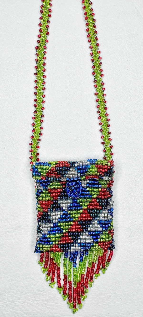 Square Beaded Pouch Necklace 30cm - 24