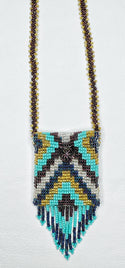 Square Beaded Pouch Necklace 30cm - 26