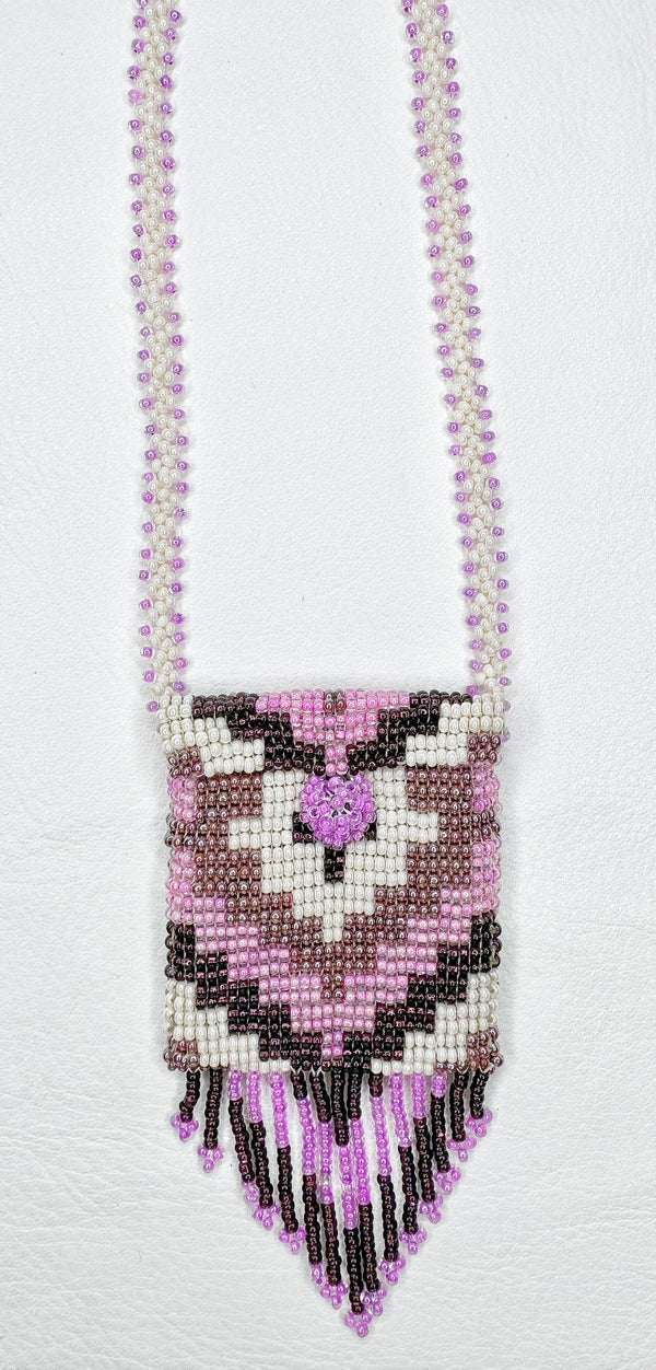 Square Beaded Pouch Necklace 30cm - 27