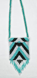 Square Beaded Pouch Necklace 30cm - 34