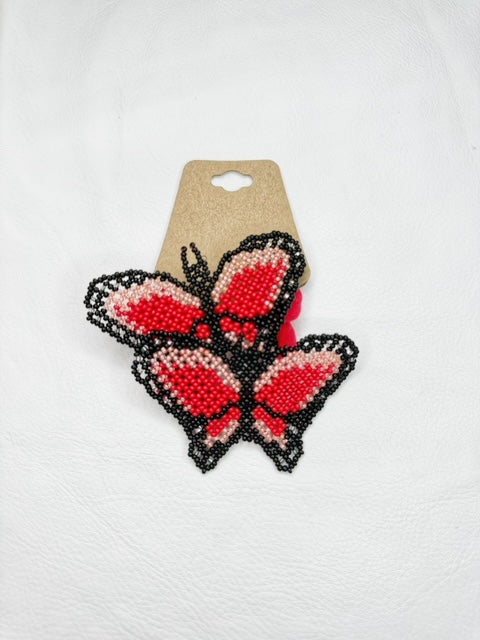 Buy 17672-redblack Beaded Butterfly Hair Tie Set