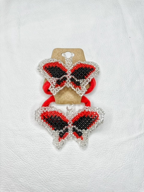 Beaded Butterfly Hair Tie Set - 6