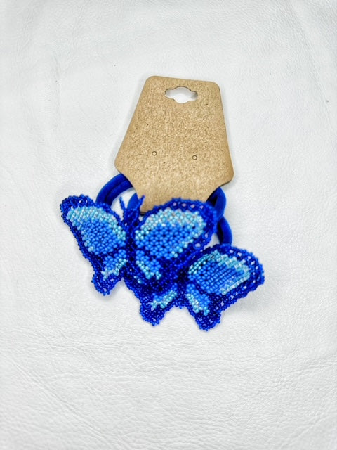 Buy 17677-blue Beaded Butterfly Hair Tie Set