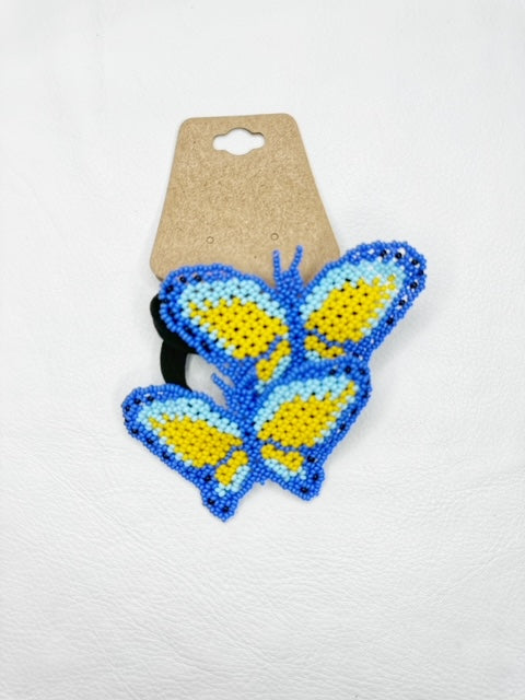 Buy 17680-yellowblue Beaded Butterfly Hair Tie Set