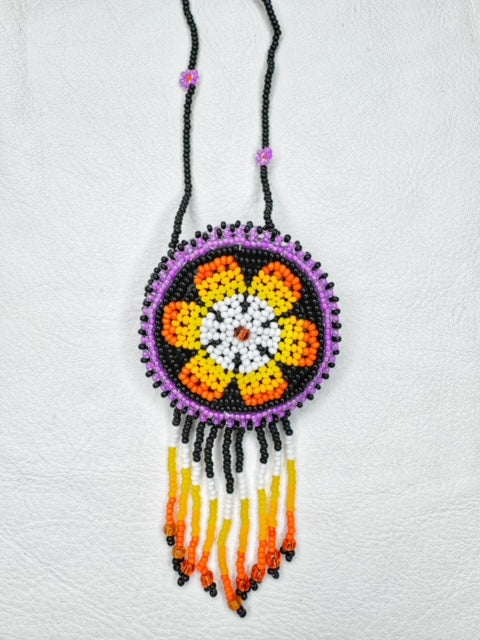 Buy 17695-lavender Round Beaded Pouch Necklace