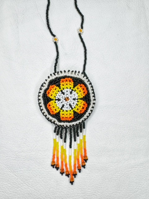 Buy 17698-charcoal Round Beaded Pouch Necklace