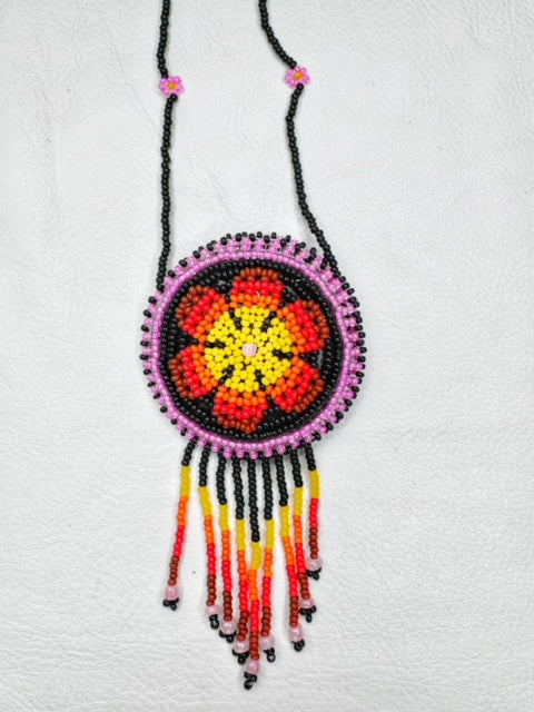 Round Beaded Pouch Necklace - 6