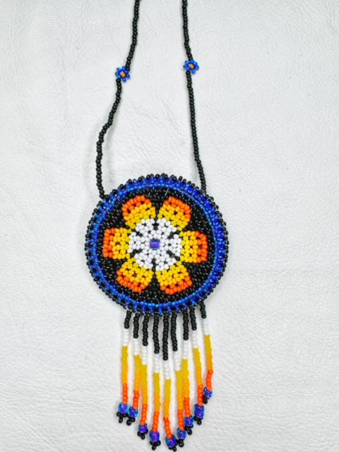 Buy 17700-darkblue Round Beaded Pouch Necklace