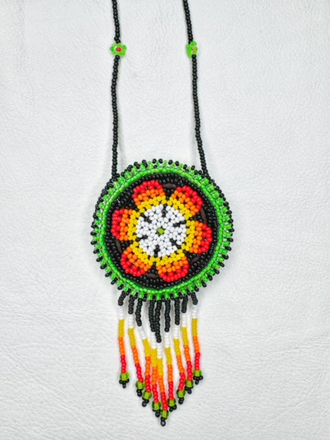 Buy 17702-lime Round Beaded Pouch Necklace