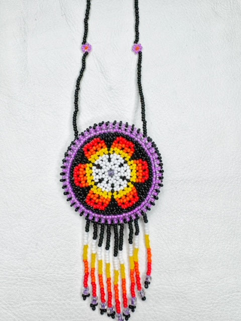Buy 17703-purple Round Beaded Pouch Necklace