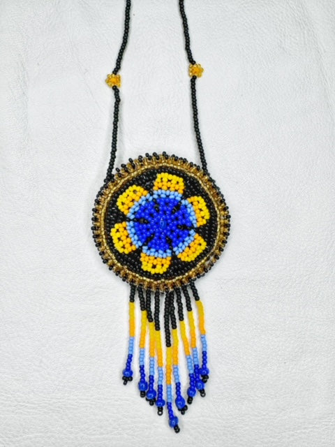 Buy 17704-yellow Round Beaded Pouch Necklace