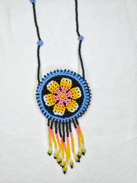 Buy 17705-babyblue Round Beaded Pouch Necklace