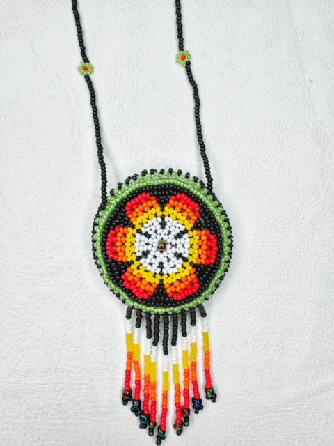 Round Beaded Pouch Necklace - 15