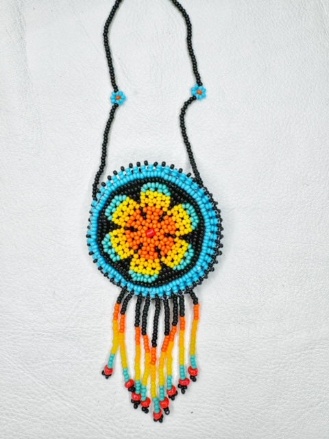 Buy 17709-cyan Round Beaded Pouch Necklace
