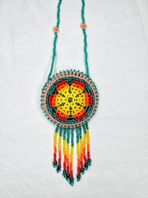 Round Beaded Pouch Necklace - 20