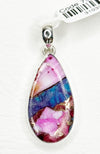 Pink Oyster Turquoise Sterling Silver Teardrop Pendant no chain