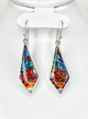 Pink Oyster Turquoise Sterling Silver Kite Shape Earrings - 2