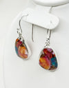 Pink Oyster Turquoise Sterling Silver Earrings Teardrop