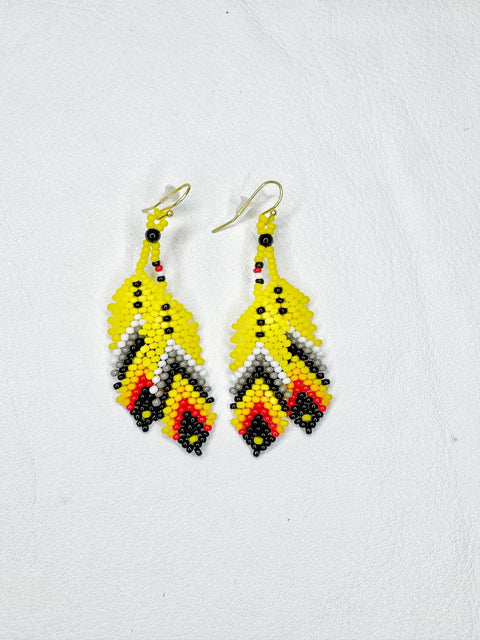 Buy 17746-yellow Beaded Double Feather Earrings
