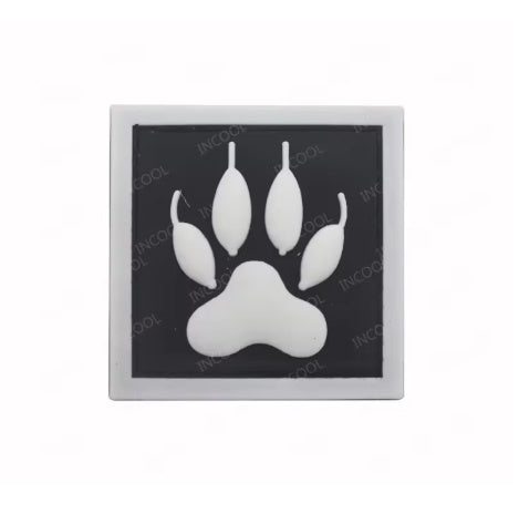 Patch - Reflective Paw White on Black - 1