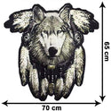 Patch - Supersize Embroidered Sequined Wolf Feather Patch - 6