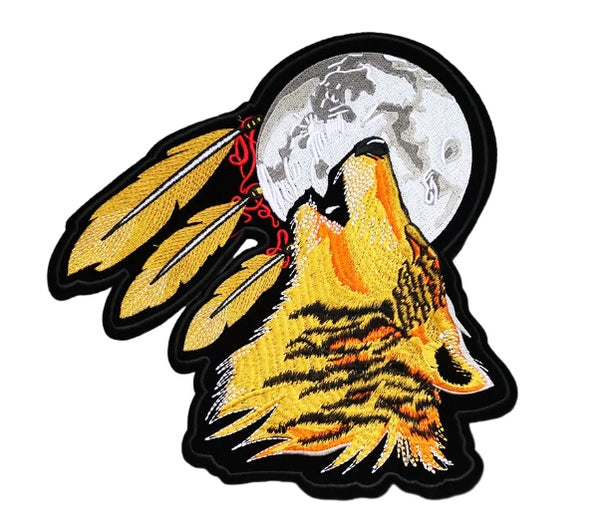 Patch - Wolf Howl w Feather Moon - 1