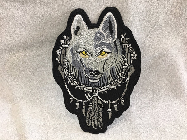Patch - Wolf Head w Feathers - 1