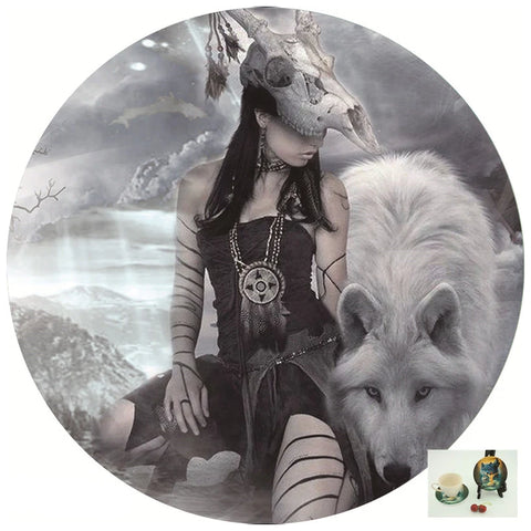 Buy girl-and-white-wolf-192p 4 inch Ceramic Coasters