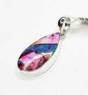 Pink Oyster Turquoise Sterling Silver Teardrop Pendant no chain - 1
