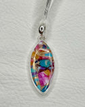 Pink Oyster Turquoise Sterling Silver Pendant Marquise no chain - 1
