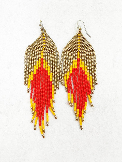 Buy gold-red Beaded Earrings 230417