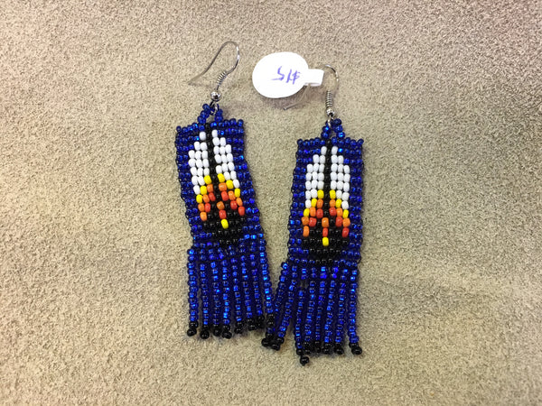 Beaded Earrings - Feather Fringe - 3