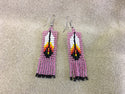 Beaded Earrings - Feather Fringe - 10