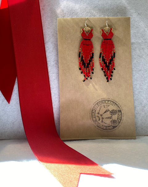 Red Dress Beaded Earrings Item 17112