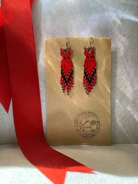 Red Dress Beaded Earrings Item 17113