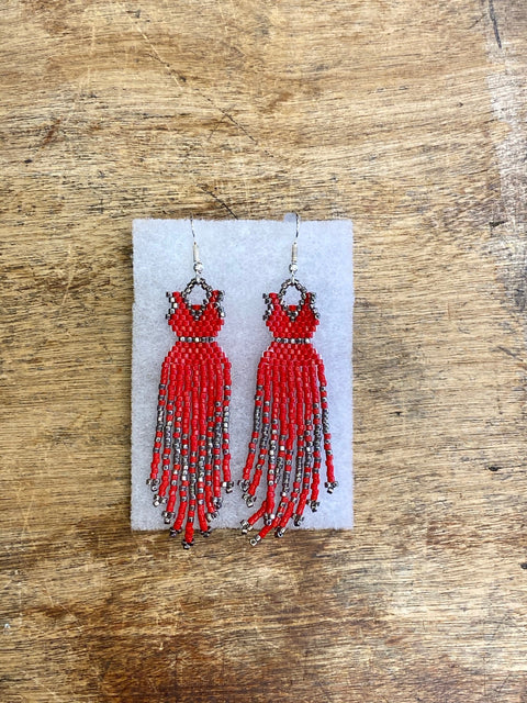 Beaded Earrings - ByKaren - Red Dress - Item 16524